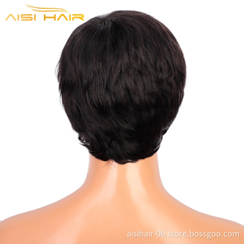 Aisi Hair Hot Selling Wholesale Color Black Short Pixie Cut 100% Brazilian For Black Women Extensions Human Hair